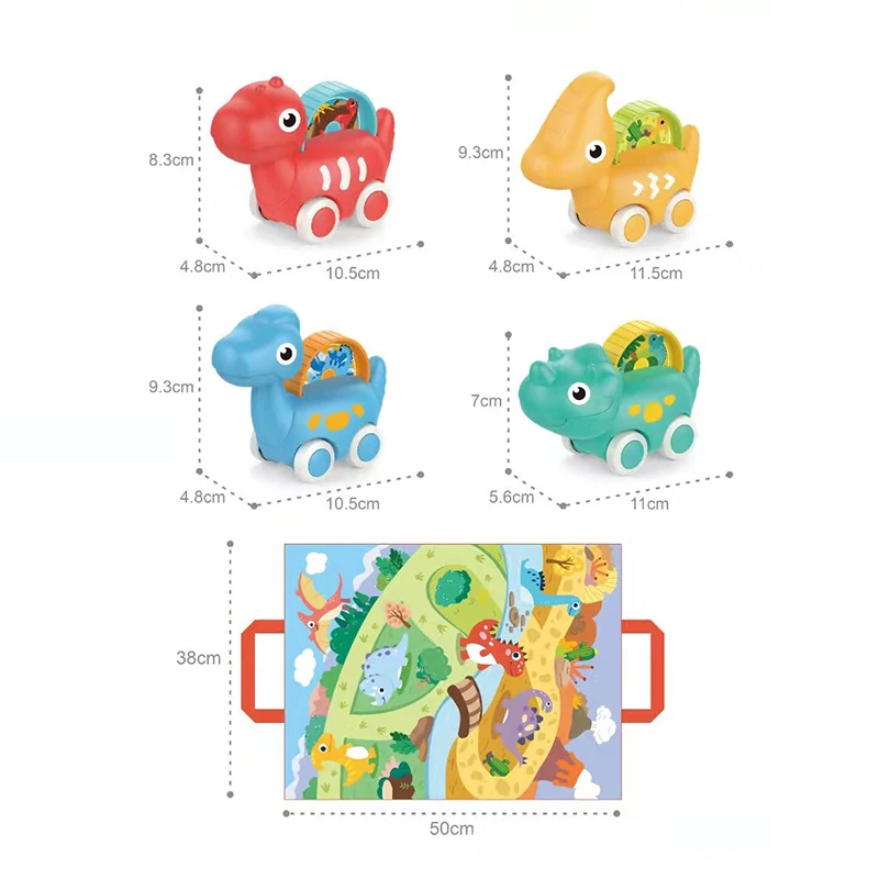 سيارة كارتون ديناصور القصور الذاتي للأطفال ، ألعاب لغز الطفل ، مجموعة حقيبة قماش ، عطلة ممتعة ، هدية عيد ميلاد للأطفال ، 0-1 سنة ، جديدة