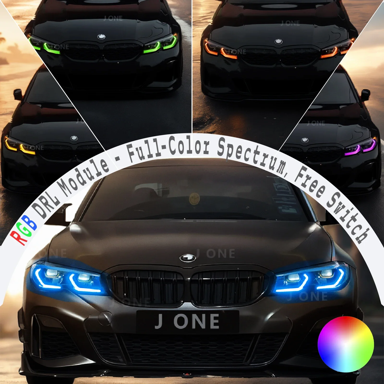 For BMW 3 Series 2019-2022 G20 G21 320 325 330: RGB DRL Module, Full Spectrum DRL with Phone App Control & Customizable Modes