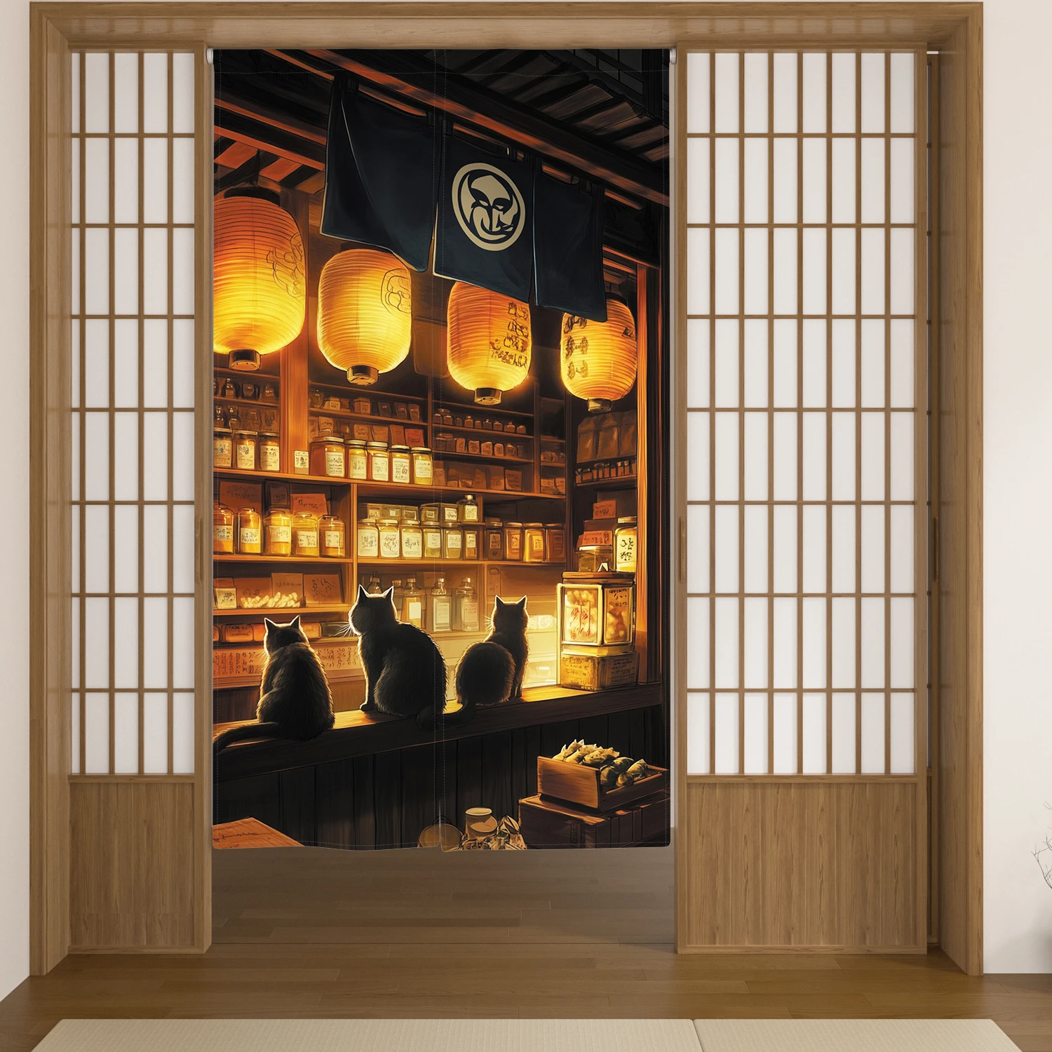 Japanese Noren Door Curtains Izakaya Dining Room Partition Linen Doorway Curtains Kitchen Entrance Split Hanging Half Curtains