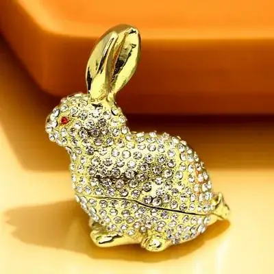 Metal Decorative Rabbit Jewelry Rabbit Box Trinket Animal Jewelry Holder Organizer Desk Decor Gift Animal Case