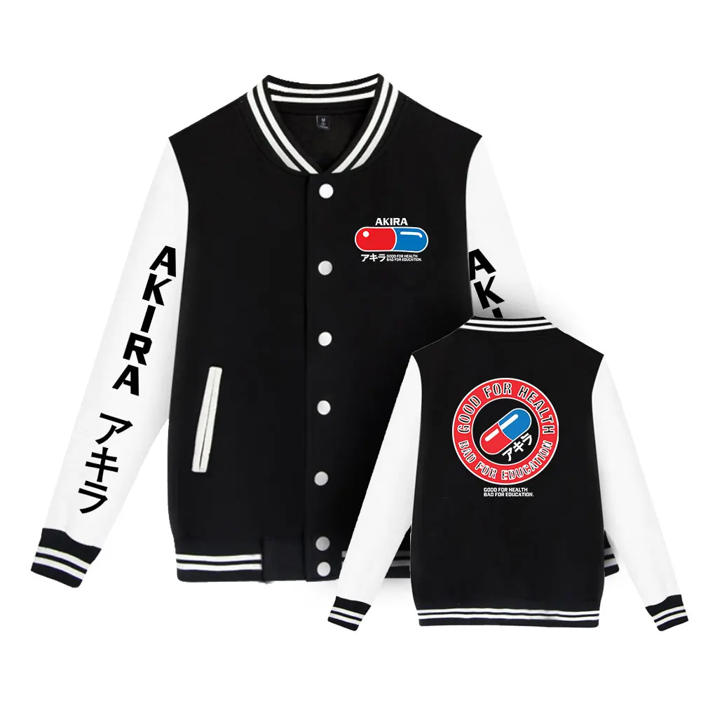 Akira Anime Harajuku 2022 Spring Autumn Men's Pilot Bomber Couple Baseball Jacket University Varsity Casual Korean Pink Clothes