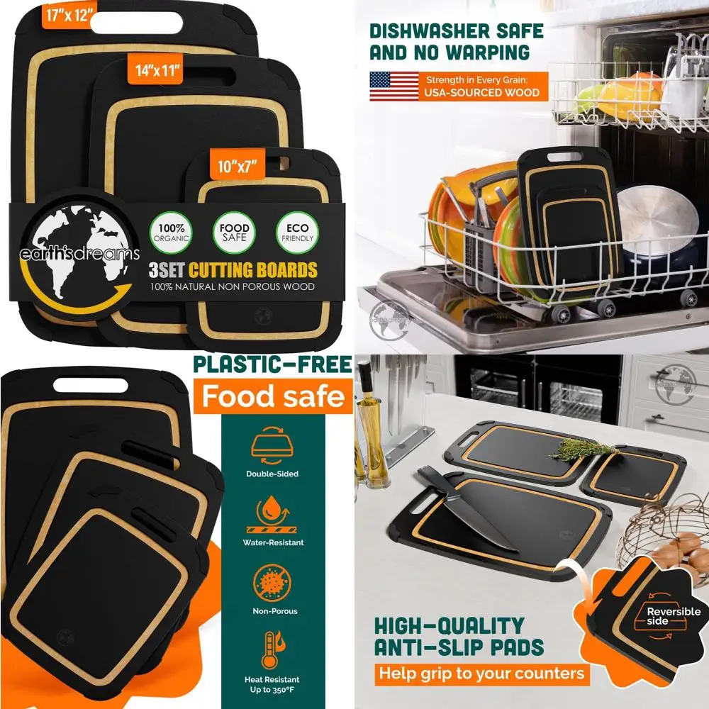 

Набор досок для мясных изделий — 3 предмета, непластик, нетоксичный, сверхмощный, можно мыть в посудомоечной машине, маленький, большой, очень большой, черный/коричневый