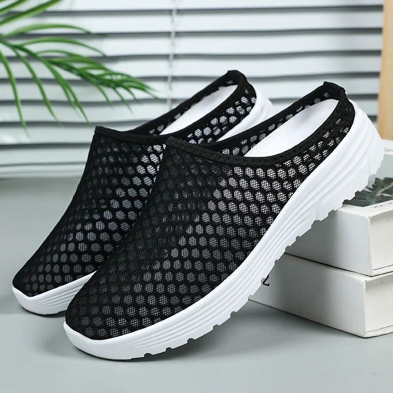 Slippers Summer Men Mesh Breathable Home Indoor Slippers Men Thick Bottom Slides Fashion Couple Walking Shoes Chanclas Hombre