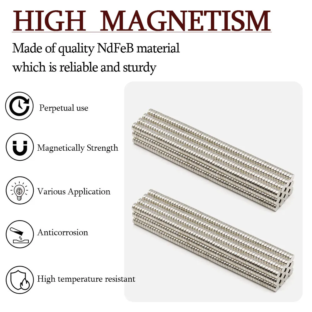 DIY Craft Fridge Decoration Neodymium Magnet Weather Resistant Magnetic Alloy Mini Disc 5x2mm Smooth Edge Durable