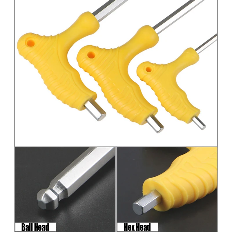 Tournevis hexagonal en forme de T pour la réparation de voiture/maison/industriel 1 pièce 2mm-12mm clé hexagonale à tête sphérique CR-V