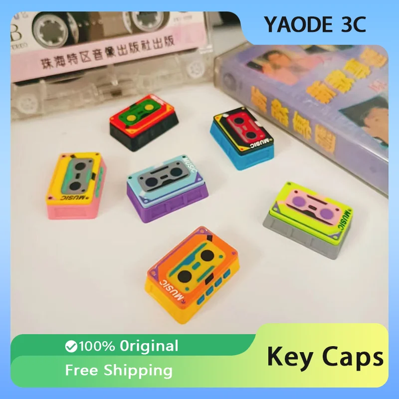 

Милые ретро-клавиши с лентой Walkman DIY 1.5U TAB из смолы персонализированные колпачки для клавиш индивидуальные механические аксессуары для клавиатуры подарок
