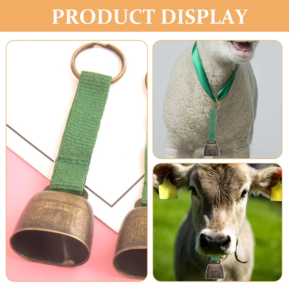 2Pcs Smooth Surface Retro Bear Bell for Hiking Camping Outdoor Warning Bell Loud Crisp Sound Cow Bells Livestock Pet Cattle