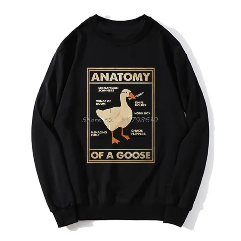 Anatomy Of A Goose Funny Duck Graphic Gaming Gamer Vintage Men's hoodie Harajuku Gothic Men Sweater Ullzang Streetwear Top