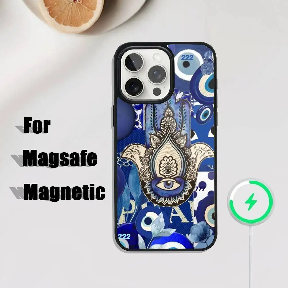 Lucky Blue Evil Eye Phone Case For iPhone 17,16,15,14,13,12,11,Pro,Max,Plus,Mini,SE4,E Magnetic Magsafe Wireless Charging