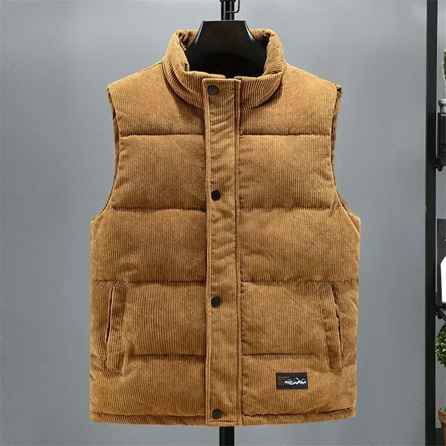 Vest jacket men's autumn and winter collar warm sleeveless casual down cotton-padded jacket padded corduroy warm jacket