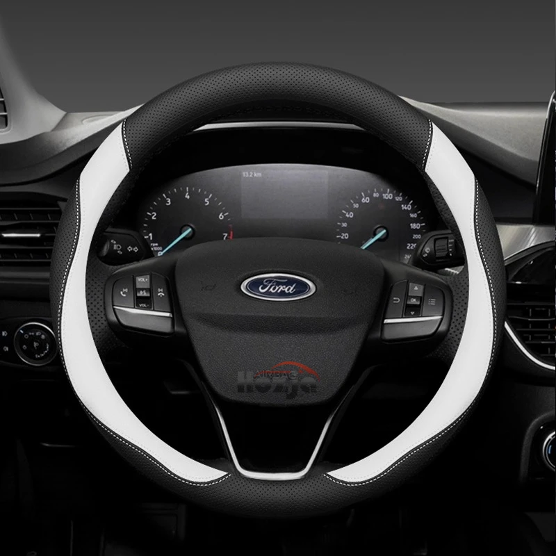 

Leather Car Steering Wheel Cover for Ford Edge Puma F150 Kuga Mk1 Mk2 Escape Maverick Galaxy Taurus Equator Explorer 2000 - 2026