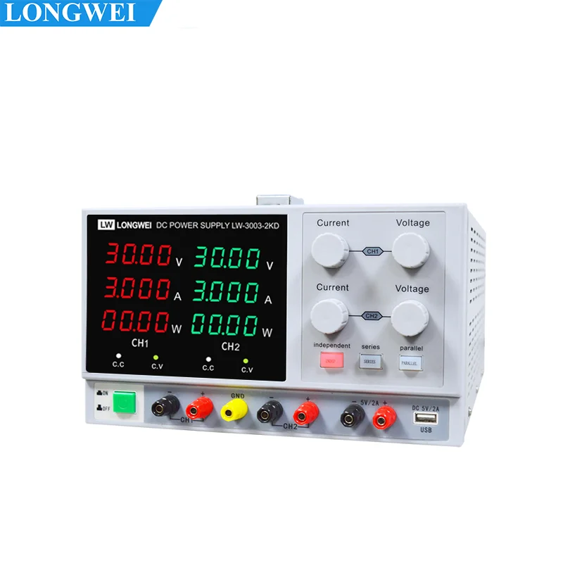 Dual Channel Energy-Saving LONGWEI LW-3003-2KD 30V 3A DC Power Supply for School Students
