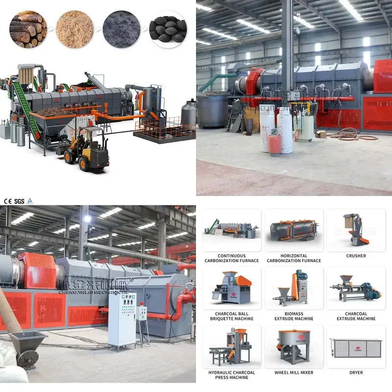 Pollution Free Palm Kernel Shell Carbonizer Machine Biomass Charcoal Carbonization Furnace Biochar Stove Motor 500-900kg