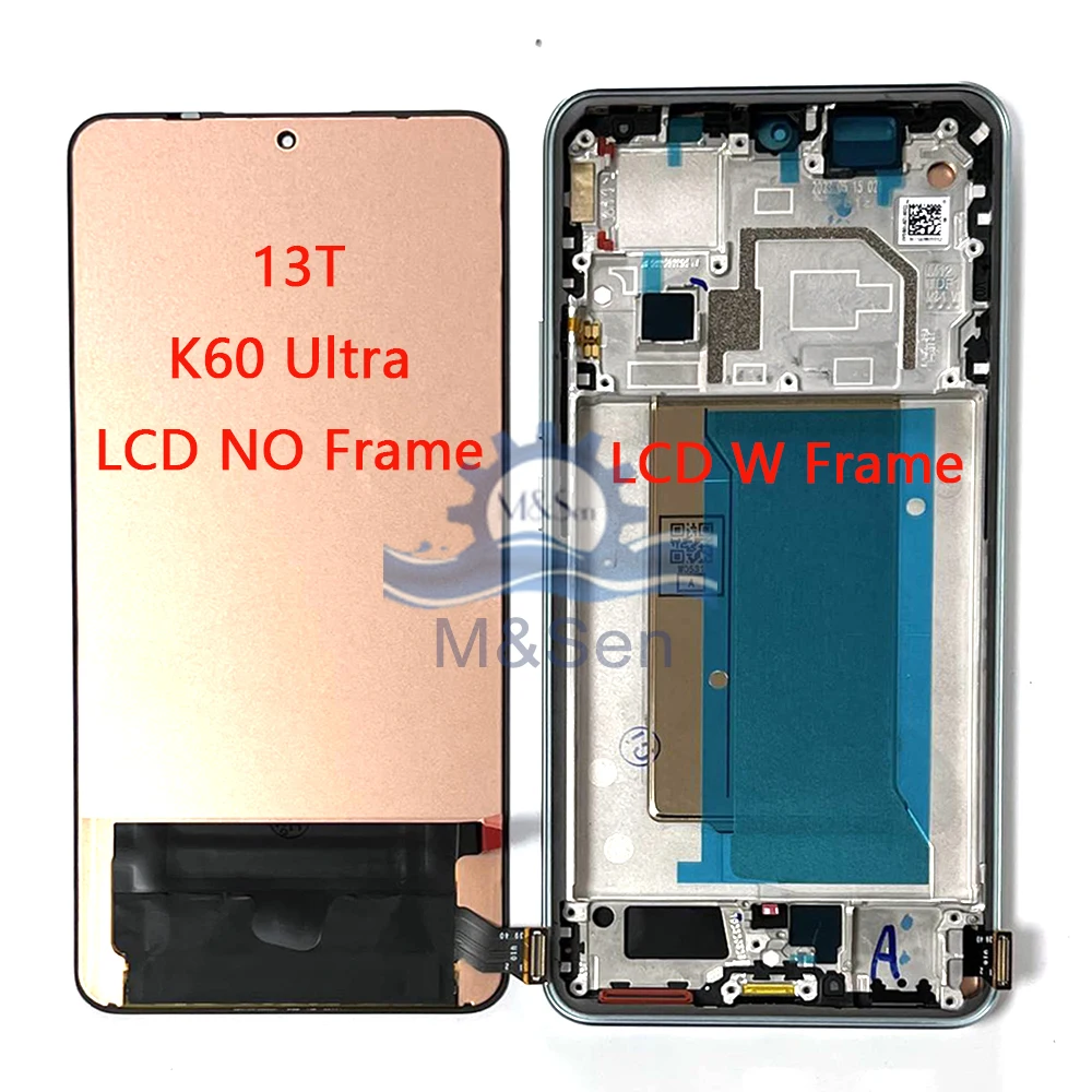 شاشة عرض OLED LCD الإطار ولوحة اللمس محول الأرقام ، شاومي Redmi K60 الترا ، 13T ، 13T برو ، 6.67 "، 23078RKD5C