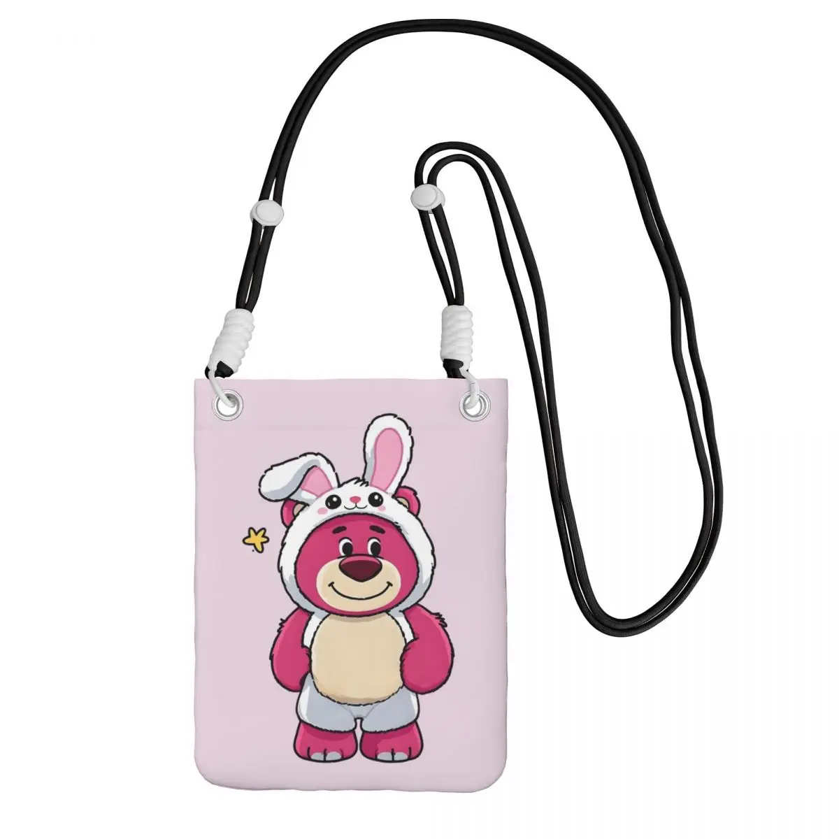 

Custom Lotso Mobile Phone Bag Women Men Strawberry Bear Cartoon Shoulder Crossbody Bag Amusement Park Detachable Shoulder Strap