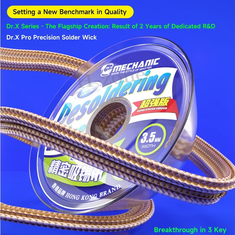 

Механик Dr.X Pro, оплетка для распайки, фитиль 1,5/2/2,5/3/3,5 мм, оловянная поглощающая проволока для удаления припоя для сварки печатных плат мобильного телефона BGA