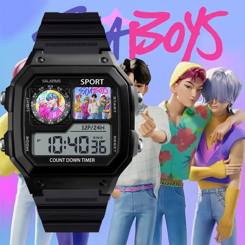 K-Pops Demons Hunters Orologi sportivi da uomo Orologi digitali anime Orologio da polso impermeabile multifunzione Orologio elettronico in silicone regalo