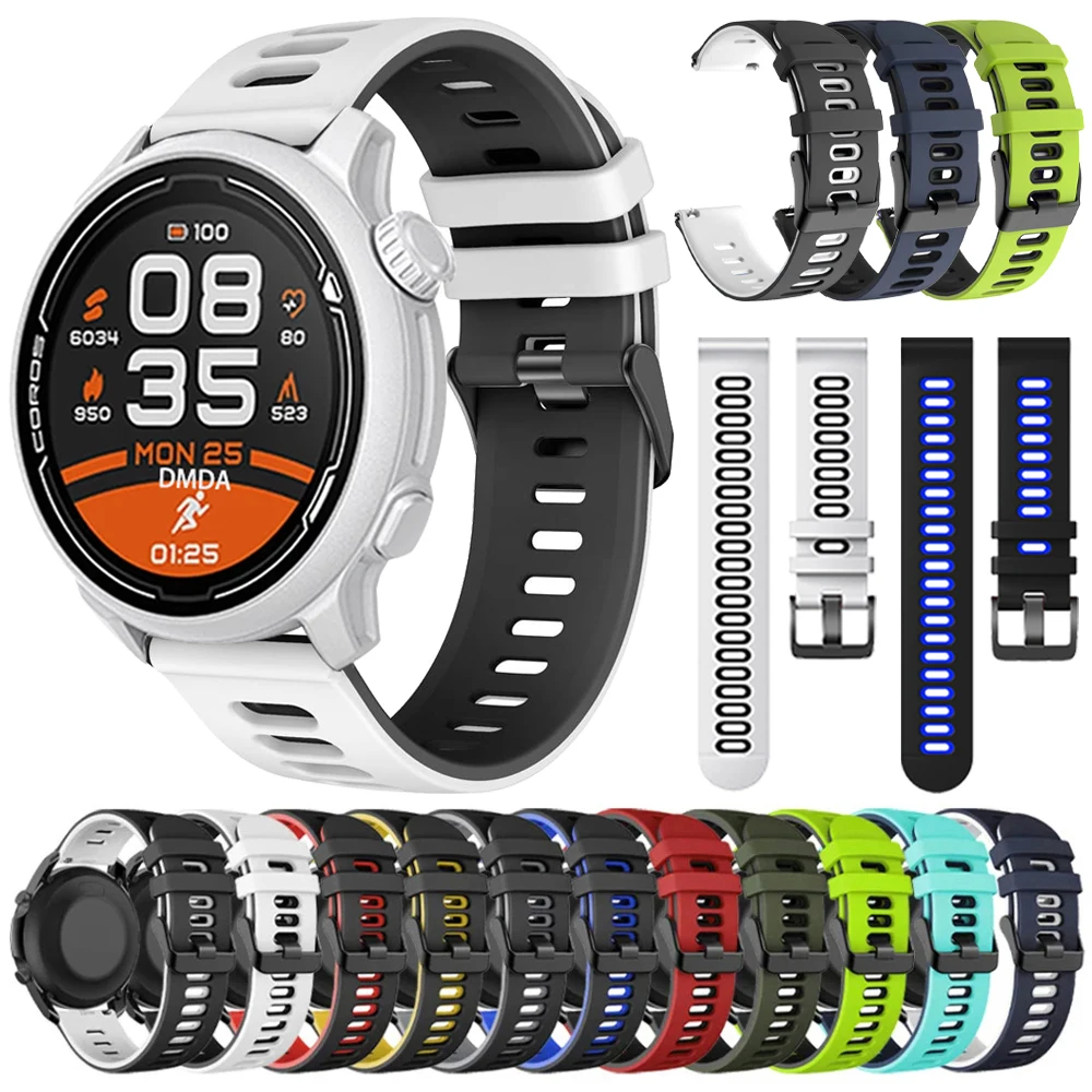 Sports Silicone Watch Strap for COROS PACE 2 3 Pro Band for COROS APEX 2 Pro 46mm 42mm Soft Bracelet 20mm 22mm Breathable Bands