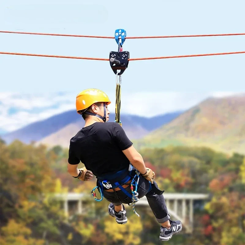 Professional Handle Pulley Roller Gear Outdoor rock climbing Tyrolean Traverse Crossing Weight Carriage Device Equipment
