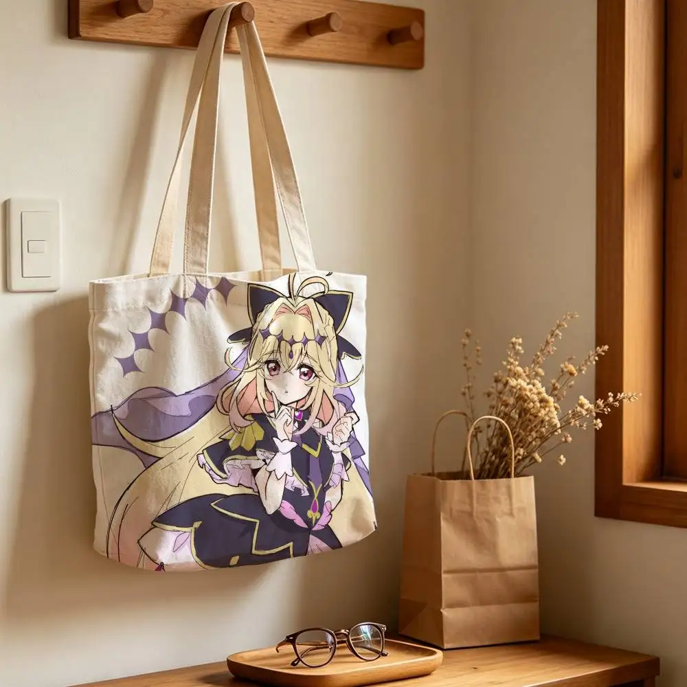 Moria Luruka Star Detective Precure Laser Printed Canvas Tote Bag with Zipper for Work School and Travel