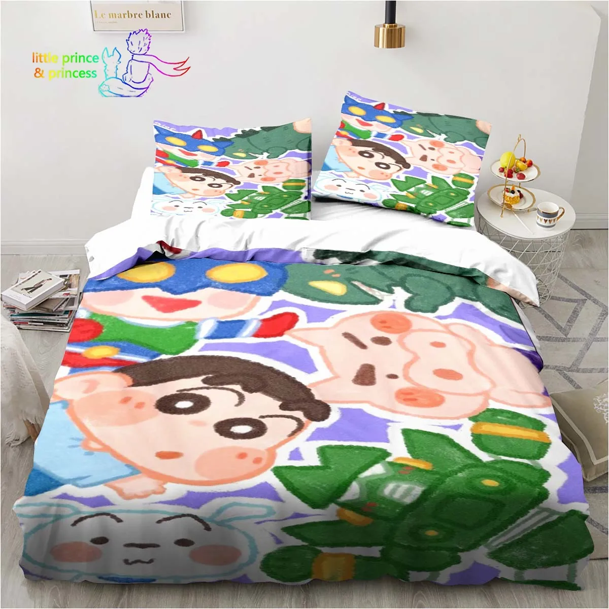 C-crayon Shin-chans Anime Cartoon Bedding Set Single Twin Full Queen King Size Bed Set Adult Kid Bedroom Bedding Gift