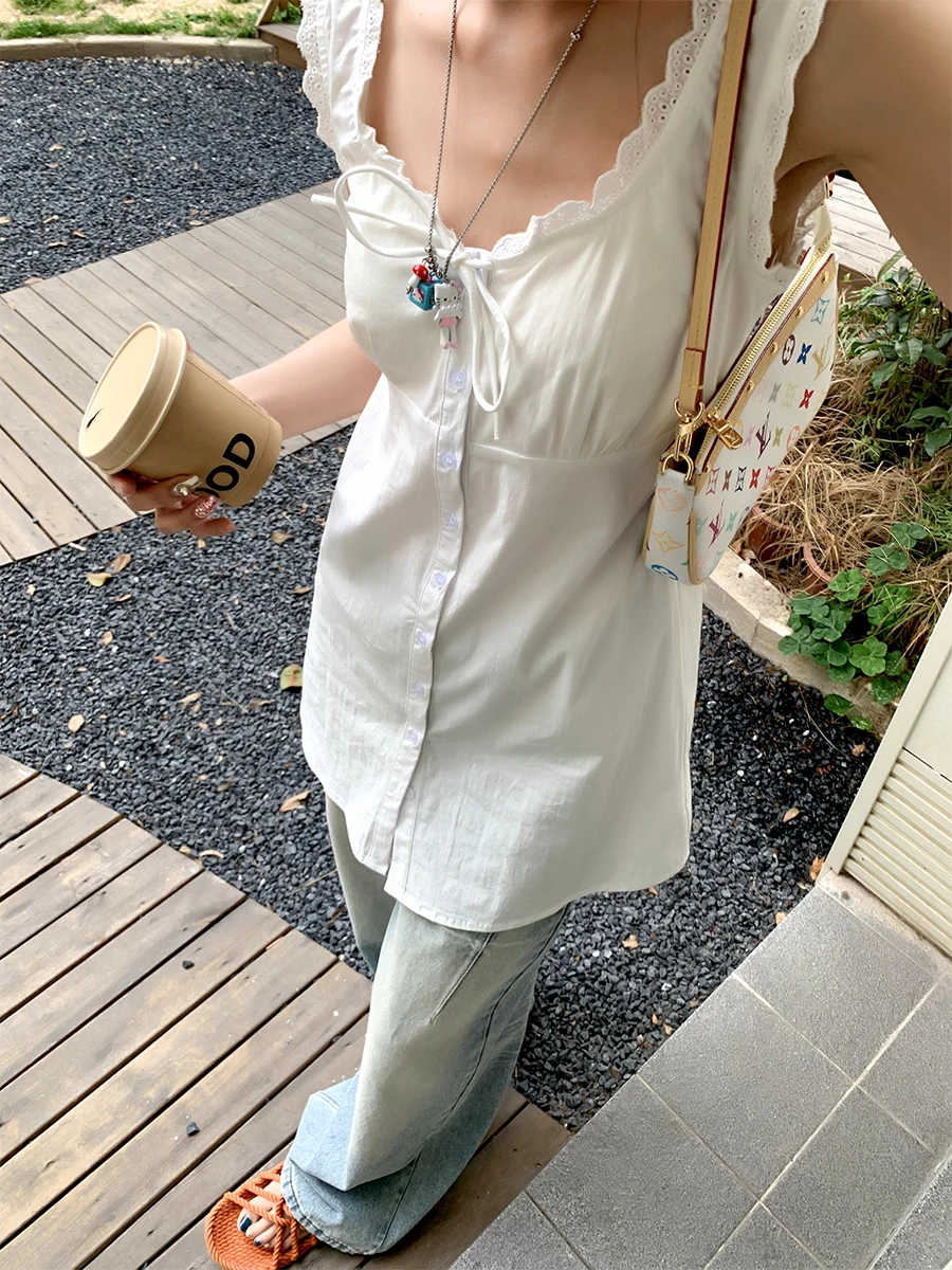 Summer Design Orange Tree Pure Desire Lace Tie Waist Vest Skirt Women's Fashion Slimming Versatile Strap Dress