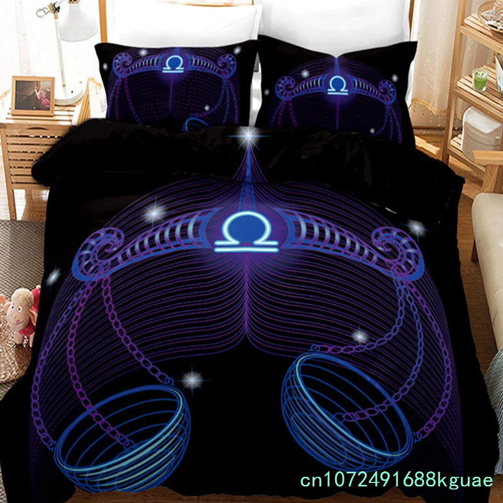 3D Aries Duvet Cover Set Twelve Constellations Bedding Set For Teens Kids Dorm Decor Microfiber Exotic Abstract Art Quilt Cover