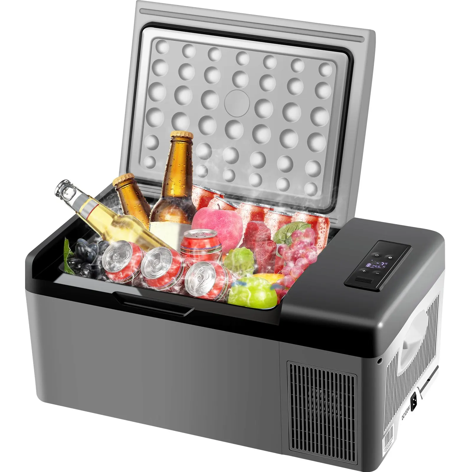 VEVOR 15L Auto-Kühlschrank Tragbarer Kühlschrank Gefrierschrank 12/24V DC 110-240 AC für Zuhause Outdoor Wohnmobil Boot Camping Reisen