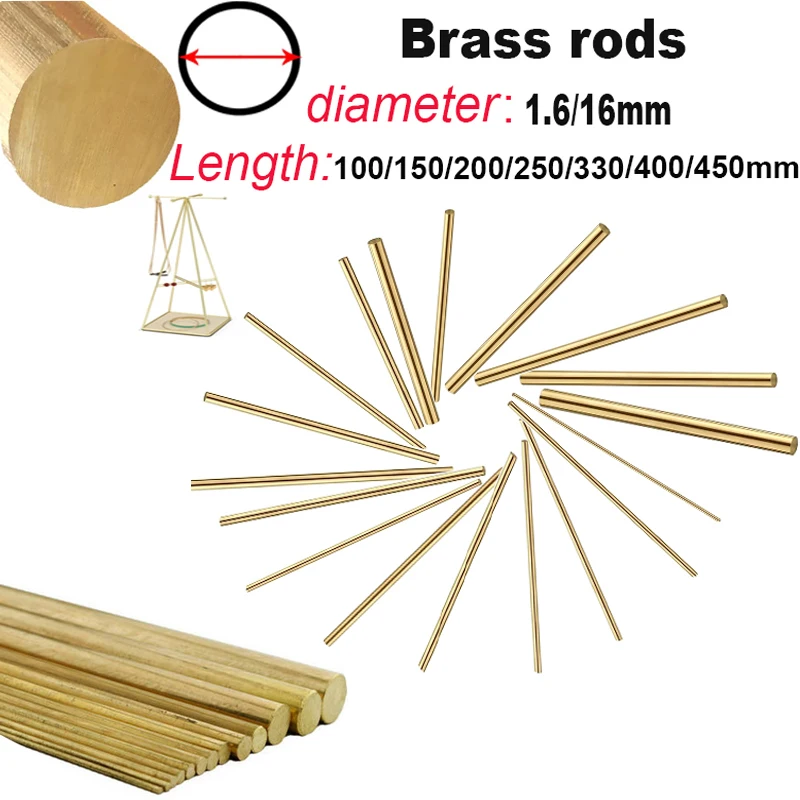 Barras Redondas de Latão para Alça Faça Você Mesmo Material Duro e Não-flexão Tubo de Arame Redondo Model Making 16 a 16 mm de Diâmetro a 10 Pcs