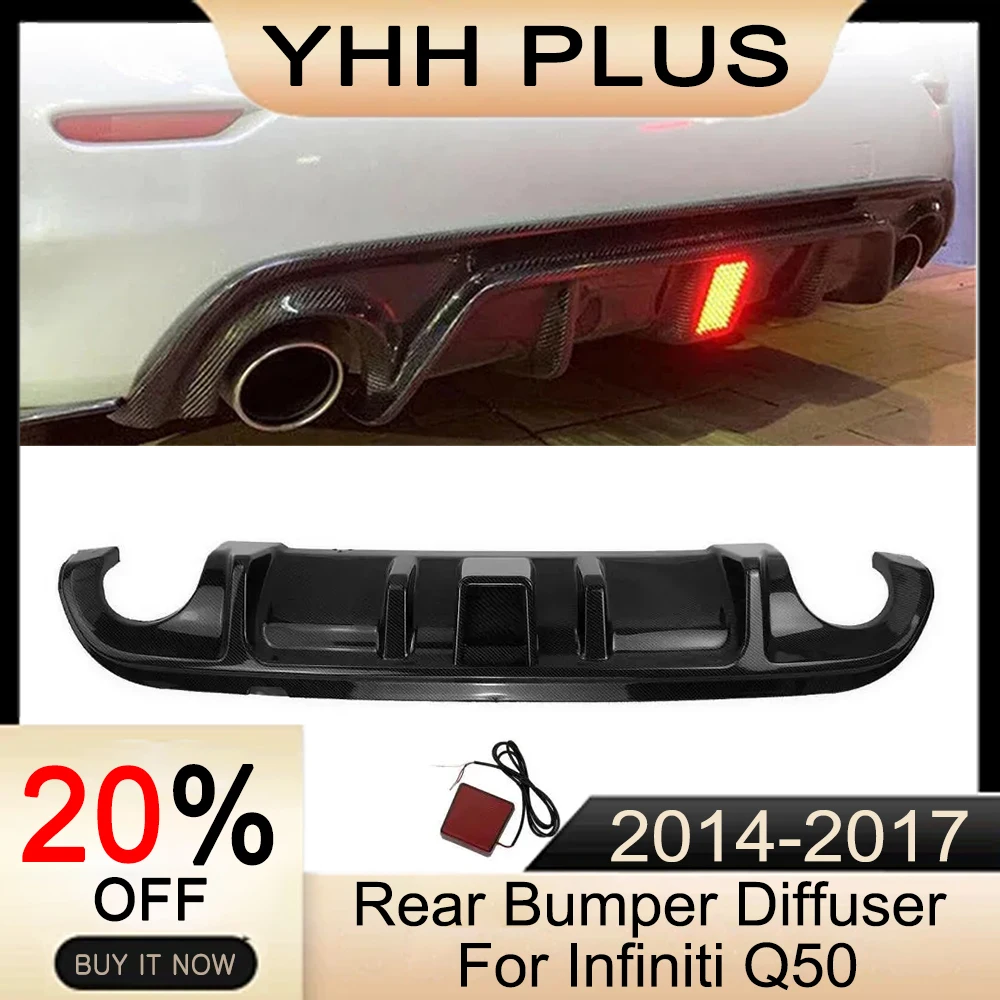 

Rear Bumper Diffuser Spoiler with Indicator Light for Infiniti Q50 2014-2017 Car Modification Posterior Lip Body Kit Auto Parts