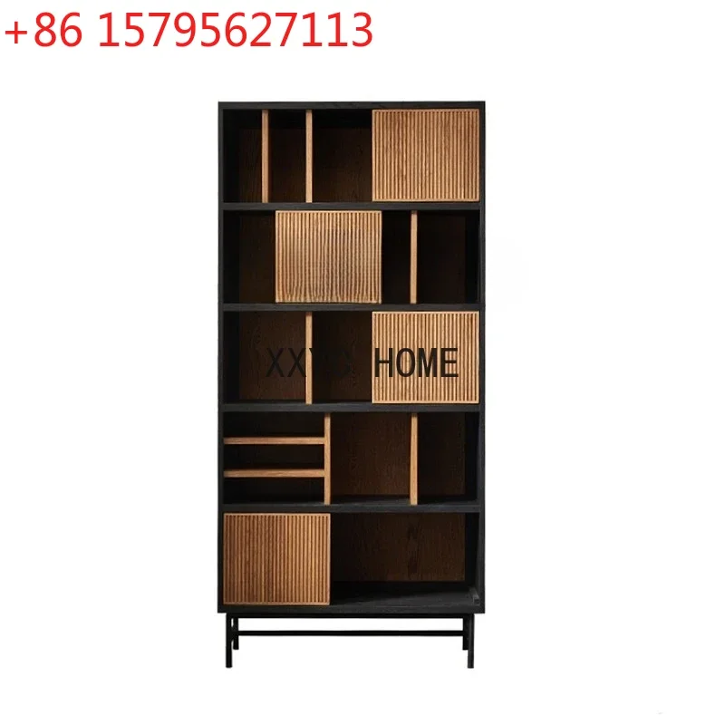 

YY Nordic Simple Color Matching Bookcase Silent Style Creative Solid Wood Display Cabinet Clothes Closet