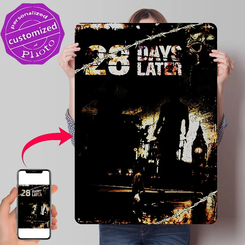 28 Days Later Movie Personalized 3D Textured Metal Poster Wall Art Vintage Tin Signs for Office Decor Room Decorating Interior