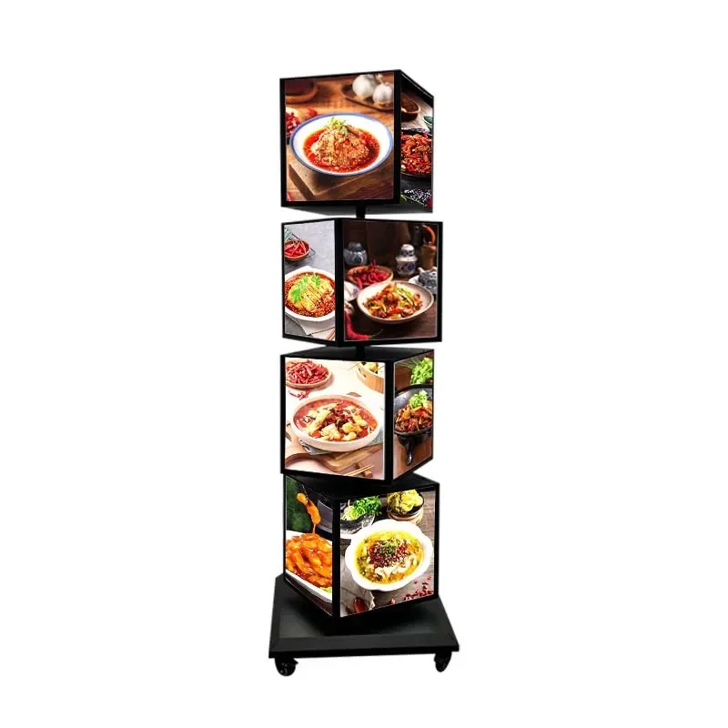 Vertical rotating light box, floor-to-ceiling LED luminous billboard, movable menu display board