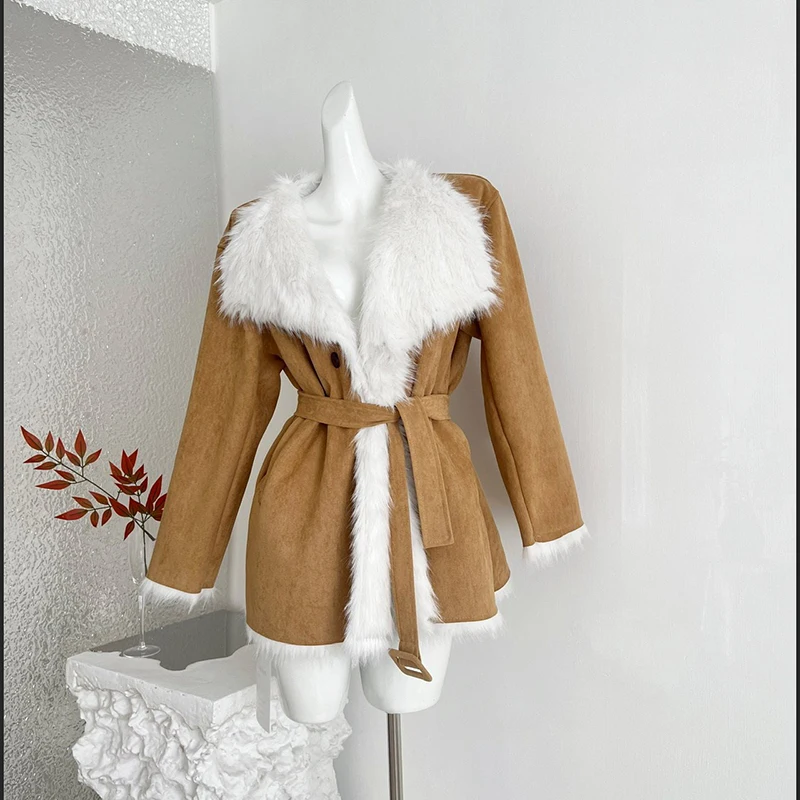 

Женское пальто в ретро-стиле с большим воротником-лацканом, новинка осенне-зимнего сезона, в цветовой гамме Майярд, нишевая модель для повседневной носки.