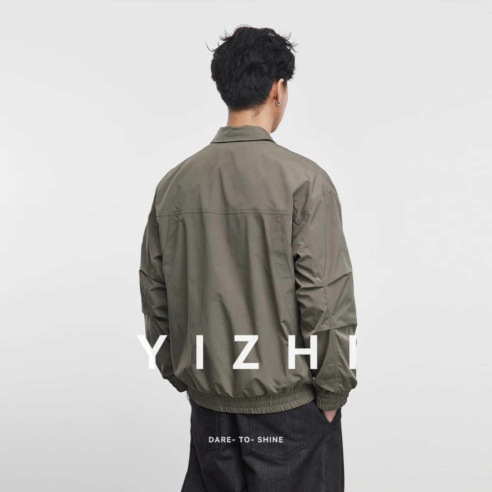 Fashion Men's American Retro Jacket 2025 Spring and Autumn New Loose Casual Lapel Solid Color Top Men's Sports Jacket