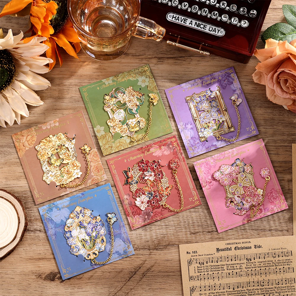 1pc Elegant Floral Letter Bookmark Vintage Metal Design with Ornamental Chain Perfect Writer's Gift Teacher Birthday Gift