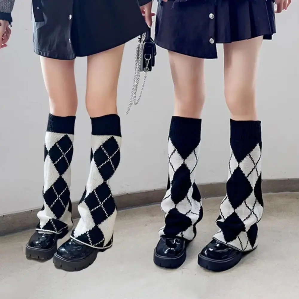 

Punk Style Leg Warmers Star Pattern Gothic Cross Knitted Socks Heart Design Loose Fit Leg Cover Socks Autumn Winter