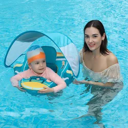 Kids Non-inflatable Swim Seat Float Ring With Canopy Toddler Swimming Trainer Accessories Safety Pool Floating Circle Buoyancy