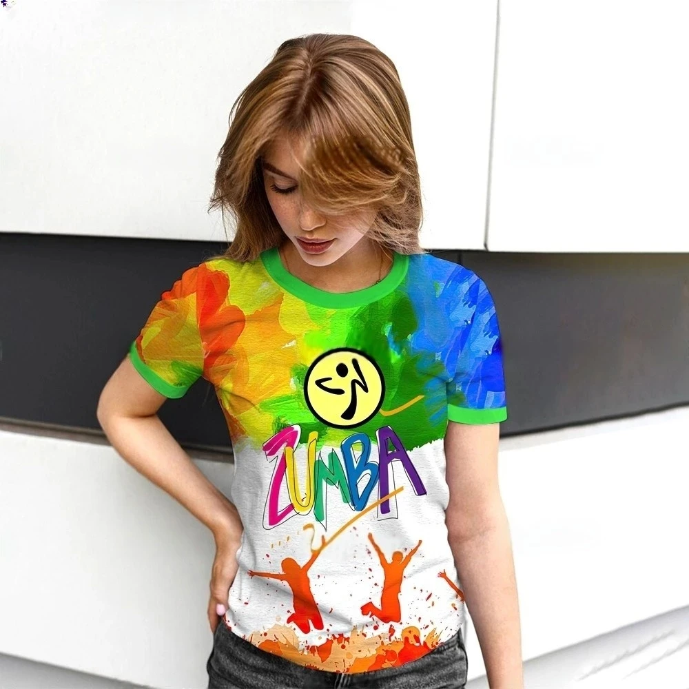 Fashionable summer printed women's short sleeved sports casual quick drying women's short sleeved street fashion Harajuku women' image 4