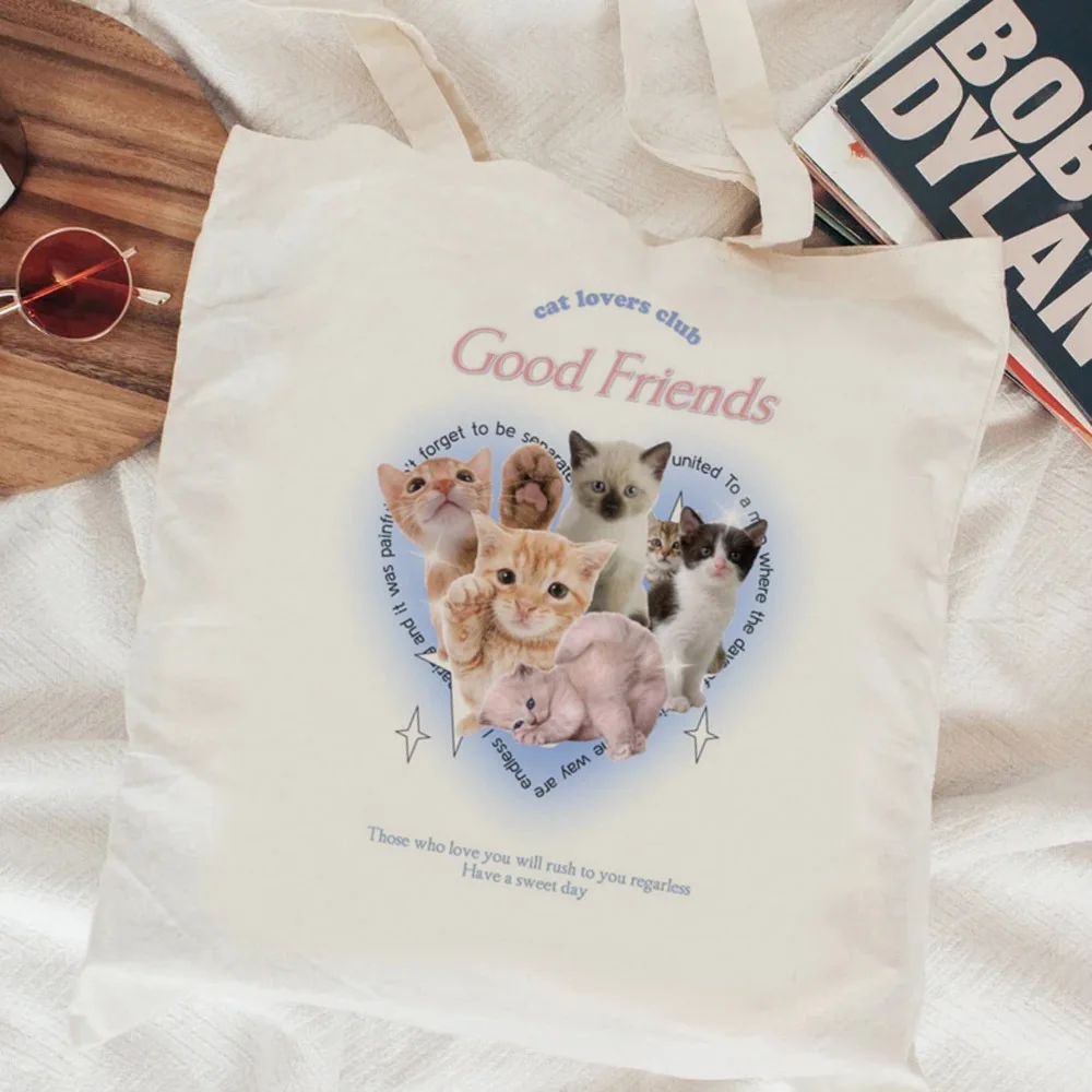 Kitten Cat Neko shopping bag recycle bag shopper eco cotton shopping tote bag bolsas ecologicas fabric net string custom