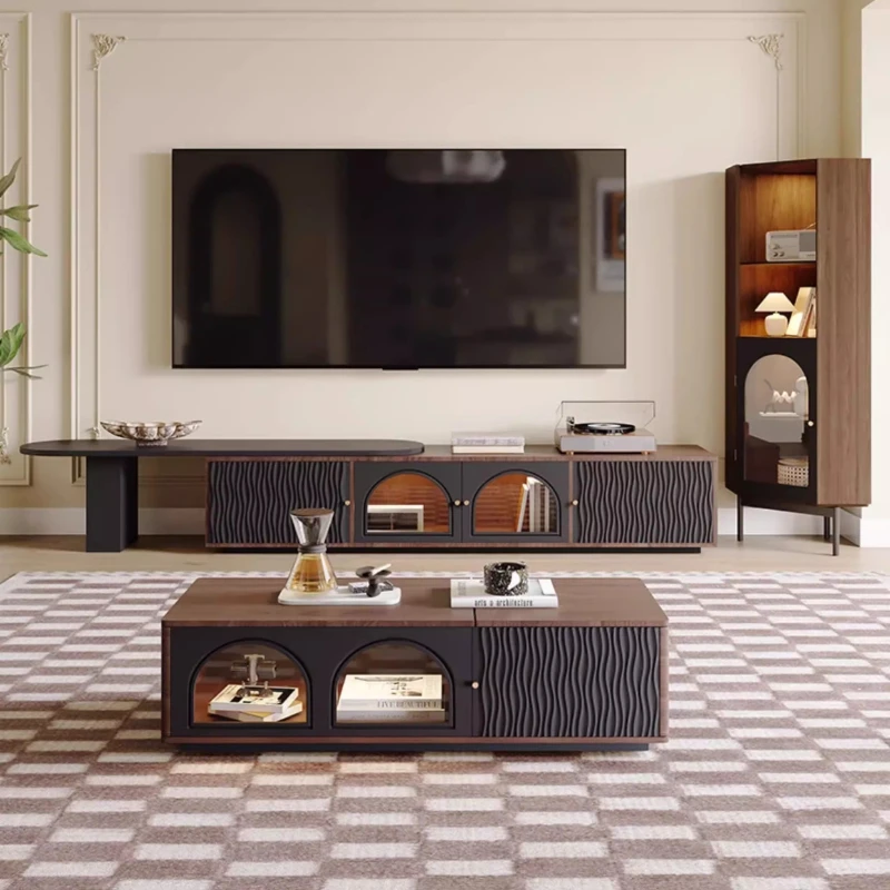 Glossy Heavy Tv Stand Vintage Retractable Design Minimalist Tv Stand Living Room Wooden Meuble Television Salon Home Furniture