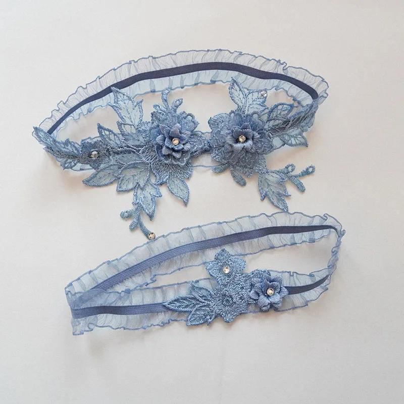 Porte-jarretelles en dentelle florale pour femmes, cosplay, fête de mariage, patients, document bleu, anneau de jambe, boucle, accessoires