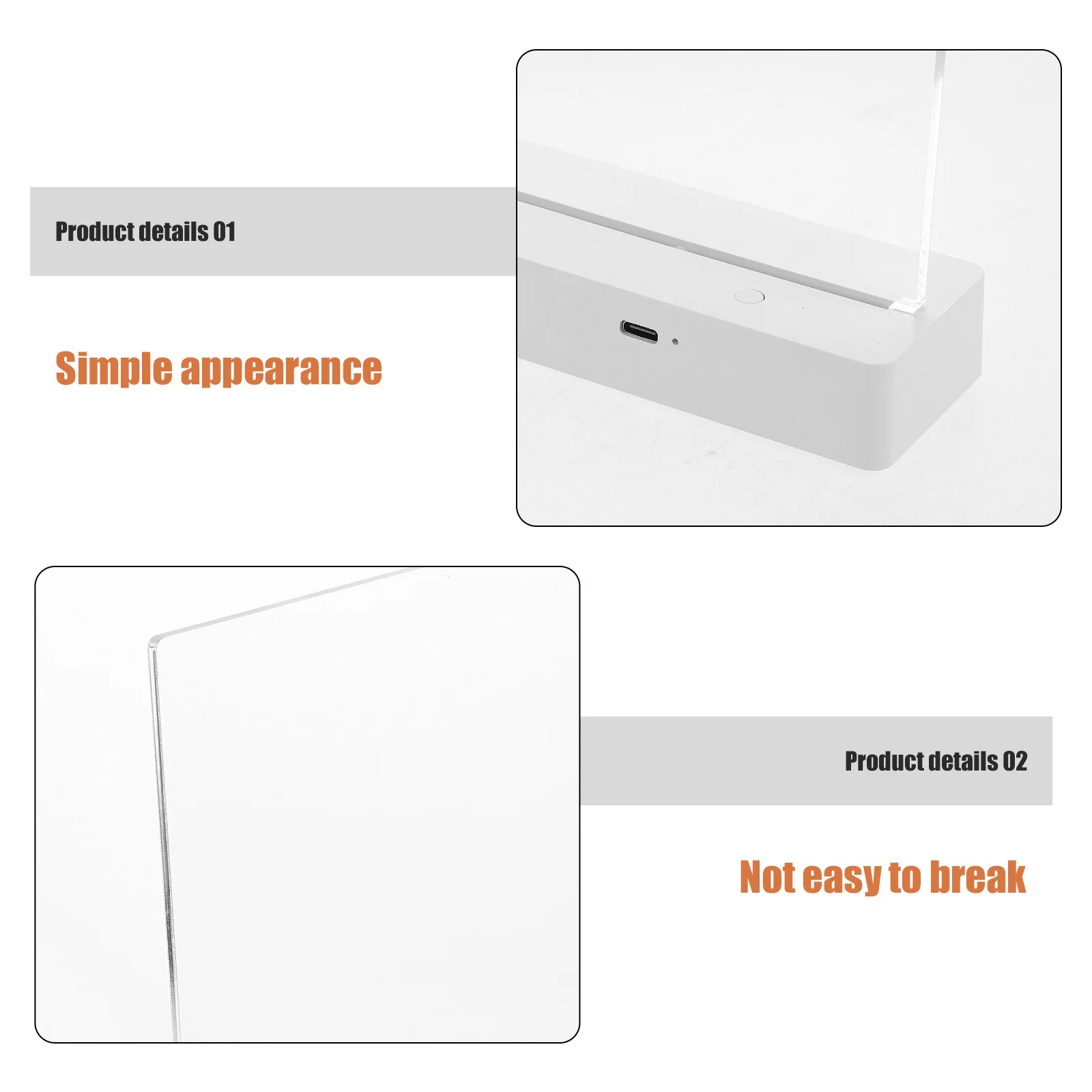 1Set LED Drawing Board Rechargeable Acrylic Light Up Desktop Message Display for Bars Shops Restaurants Lighted Note Display