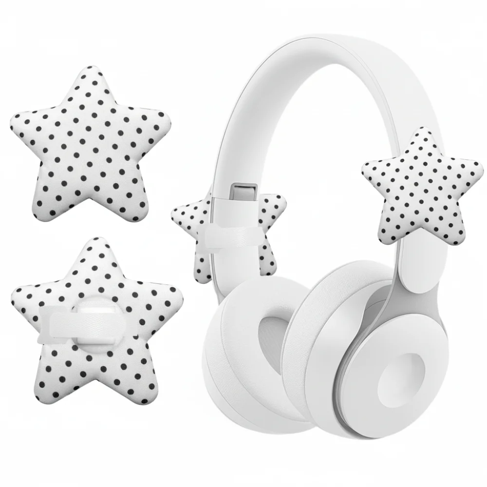 2 Pack Stars Shape Headphone Decorations 3D Detachable Earphone Charms Adjustable Easy To Install Headphone Accessories Girls