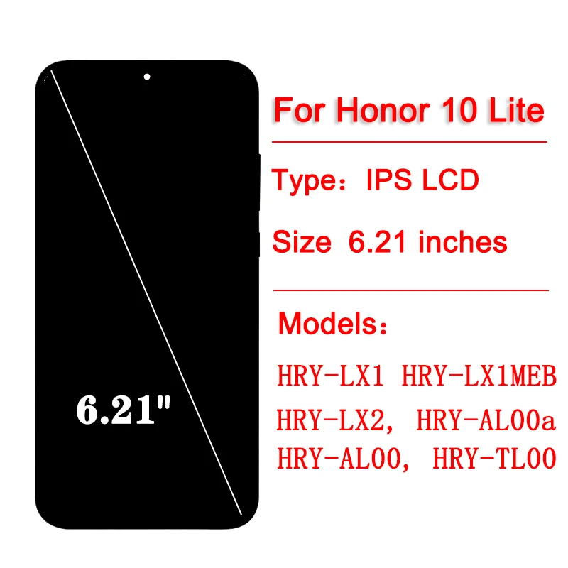 Super AMOLED lcd For Huawei Honor 10 lite LCD Display with Touch Screen Digitizer Assembly With Frame For honor 10i HRY-LX1 LCD