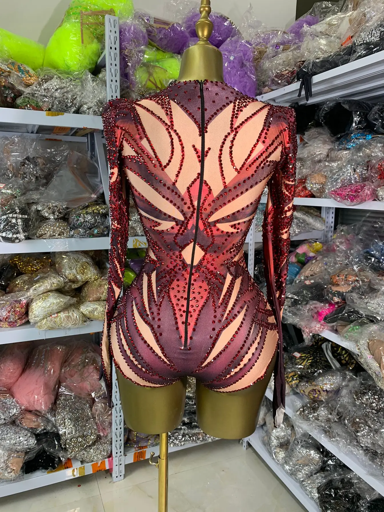 Женские эластичные боди из спандекса с блестящими стразами и длинными рукавами с принтом и бисером, трико для художественной гимнастики для особых случаев