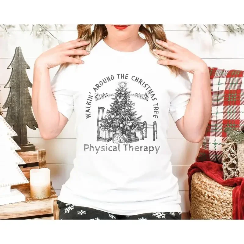 

Funny Christmas Physical Therapy T Shirt Therapist Retro Occupational Tee Xmas Gift