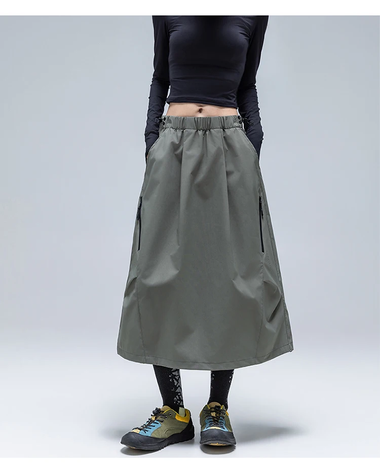 Wasserdichter & Schnelltrocknender A-Linien-Rock für Damen – Schlankmachendes Design mit Verstellbarem Saum für Herbstwanderungen & Outdoor-Sportarten – Detail 19