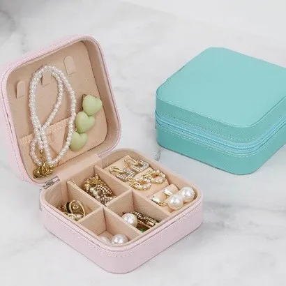 Jewelry Storage Box Earrings Necklace Jewelry Storage Box Ring Portable Travel Storage Jewelry Box Double-Layer Jewelry Box