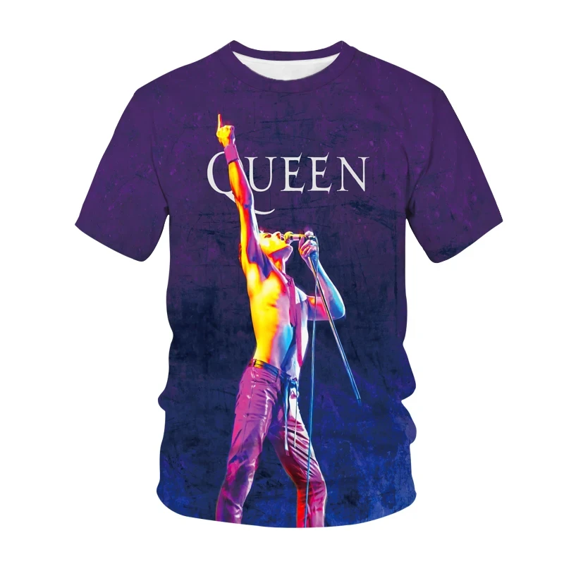 Freddie Mercury Queen T shirts Men Women 3D Print Rock Gothic Retro T-Shirt Oversized Streetwear Short Sleeve Top Summer Kid Tee